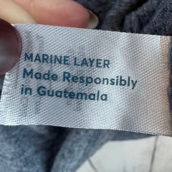 Marine Layer Gray Heather Re-Spun Contrast Pocket Short-Sleeve T-Shirt Size M/L - Picture 6 of 12